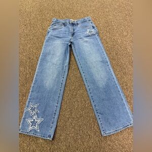 Levi’s Signature Girls Jeans With Star Patches Size 12 Adjustable Waist